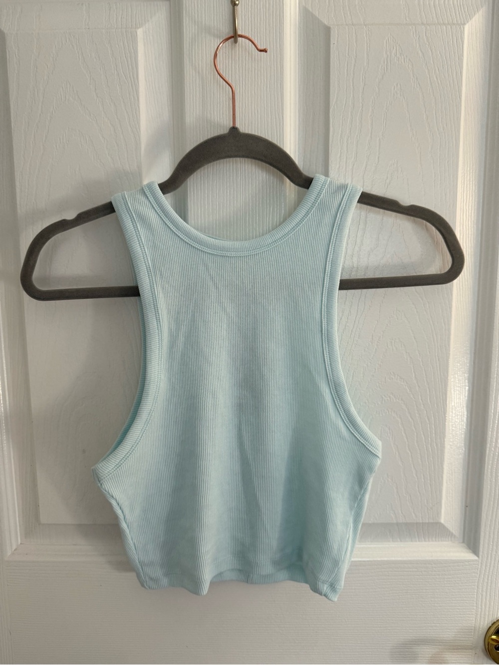 Ribbed Crop Tank Top in Ice Blue - Women